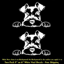 Schnauzer Two Pack 5" or 6" White Vinyl Decals Window Car Laptop Door Bumper