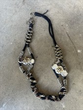 80's Vintage Metal Multi Tone Circle Disc Rope Braided Belt Corded Boho Chain