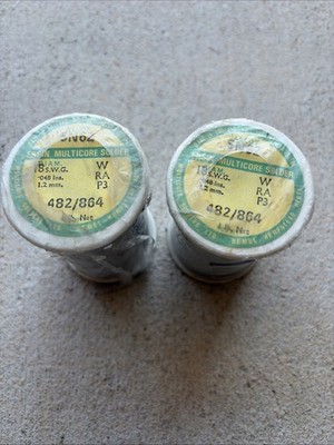 Vintage Ersin Multicore Solder 1 Lb. Roll SN62. 18 S.W.G.  482/864 (2 Pack)