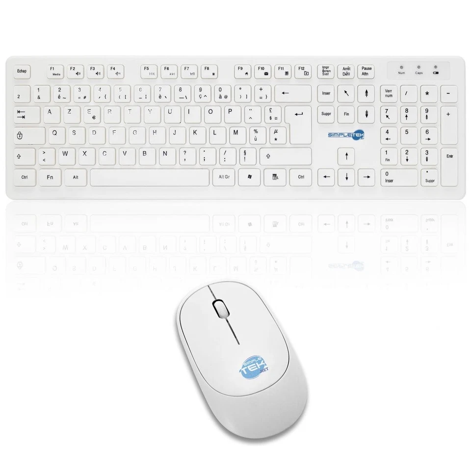 Wireless Mouse and Keyboard Kit French Layout White Set M&k Azerty - Image 4 of 4