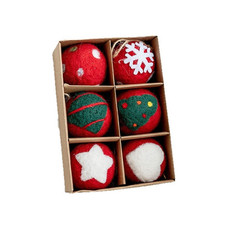Christmas Tree DIY Felt Ball Ornaments with Snowflake 6pc 5cm or 36 Pieces Set