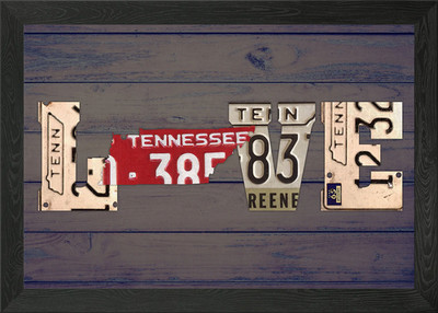 Tennessee State Love Nummernschild gerahmt Wandbild Poster Leinwanddruck Bild