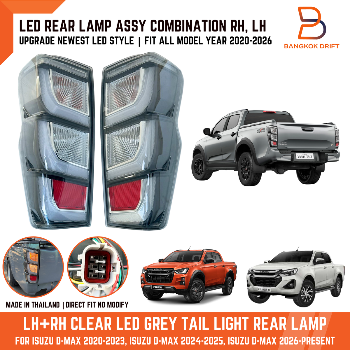 UPGRADE NEW CLEAR GREY LED TAIL LAMP LIGHT FOR ISUZU D-MAX DMAX