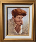 Oregon Listed Jim Daly born 1940 Child Boy "Sweet Thought" original Oil Painting — photo 2