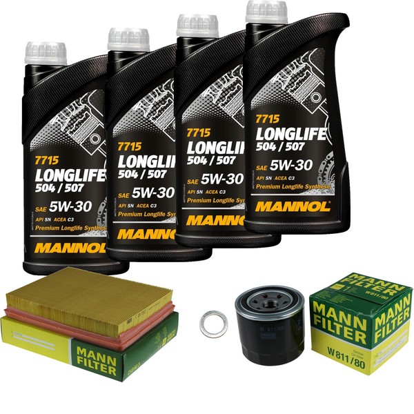 MANN-FILTER Inspektionspaket Mannol 4L Longlife 5W-30 FüR KIA Carens III 2.0-image