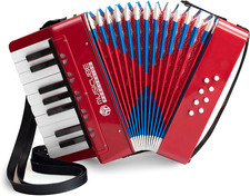Accordion Instrument for Kids Professional 17 Keys 8 Bass Accordion with Straps