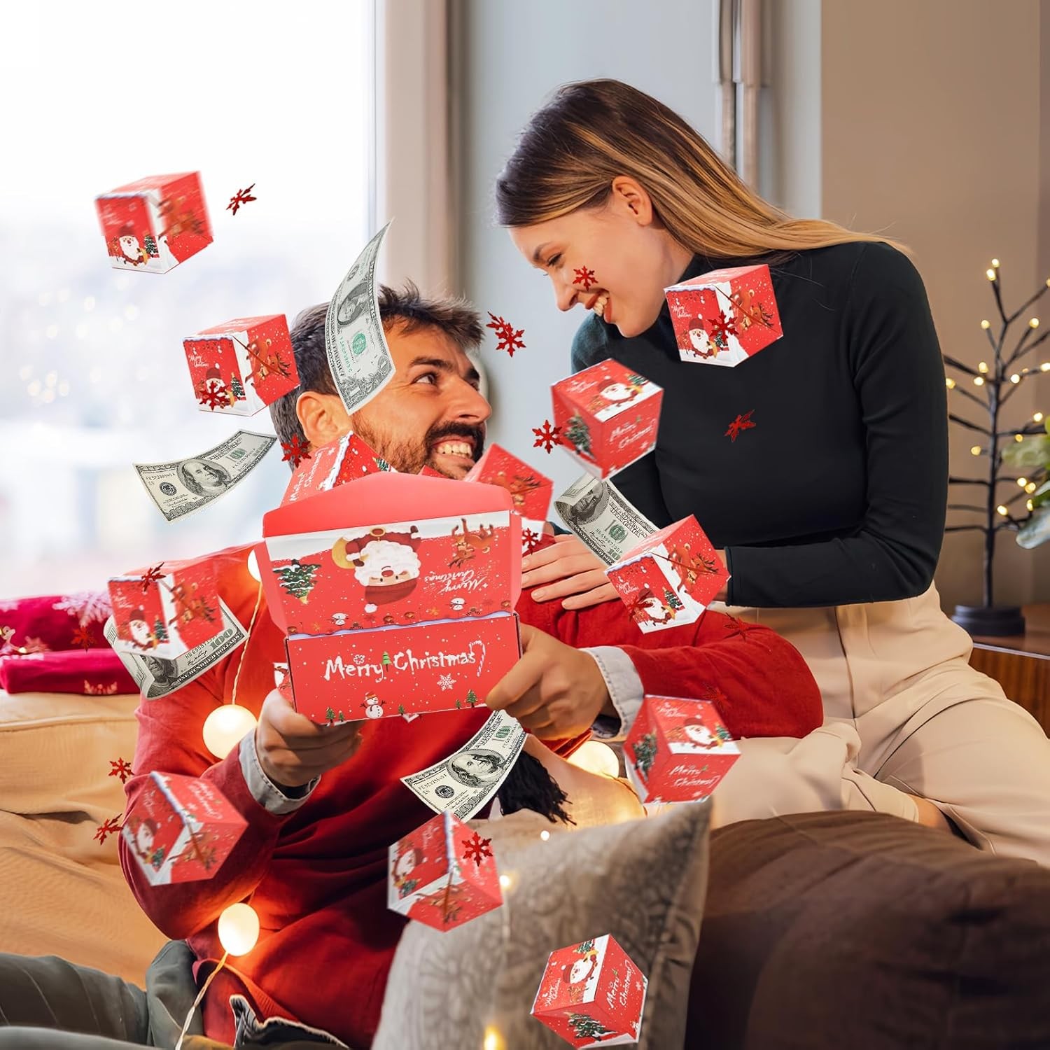 Surprise gift box explosion red envelope money folding confetti birthday gift