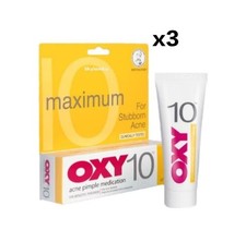 3x New OXY 10 25g - 10 Benzoyl Peroxide Stubborn Acne Pimple - Maximum Strength