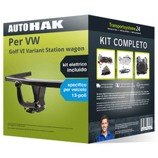 Pacco Gancio traino fisso per VW Golf VI Variant wagon 09- & e-kit sp. a 13 poli