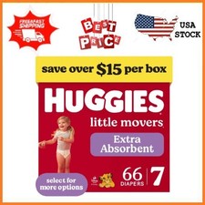 NEW Huggies Little Movers Baby Diapers, Size 7 41 lbs , 66 Count Select for M