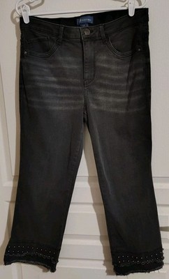 Democracy Jeans Size 12 Black Pearls Embellished Faded Distressed Ab Solution 