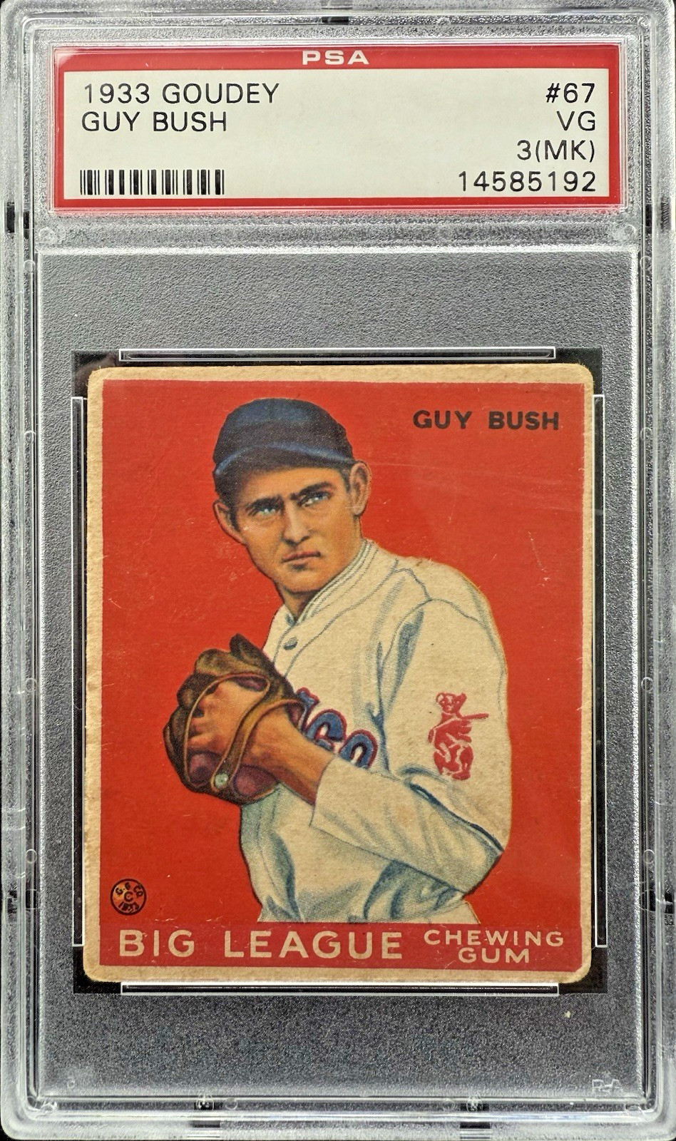 Guy Bush  1933 Goudey Big League Chewing Gum -(RC) PSA 3 (VG)