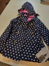 London Fog Toddler Girls Polka Dot Raincoat Jacket Hooded Size 2T New