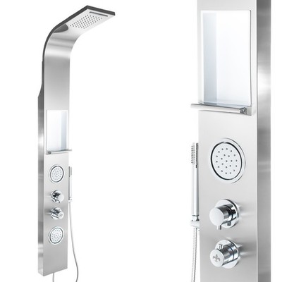 Steinkirch Edelstahl Duschpaneel mit Ablage Duschsäule Regendusche Dusche Brause