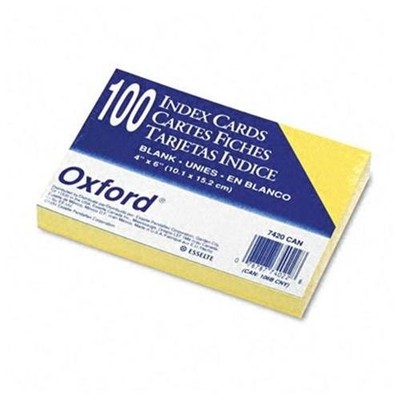 Esselte Printable Index Card - 4'' X 6'' - 100 / Pack - Canary (7420CAN)