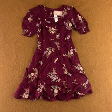 Anthropologie Maeve Womens Size 0 Wine Floral Elisabeth Fit & Flare Dress NWT