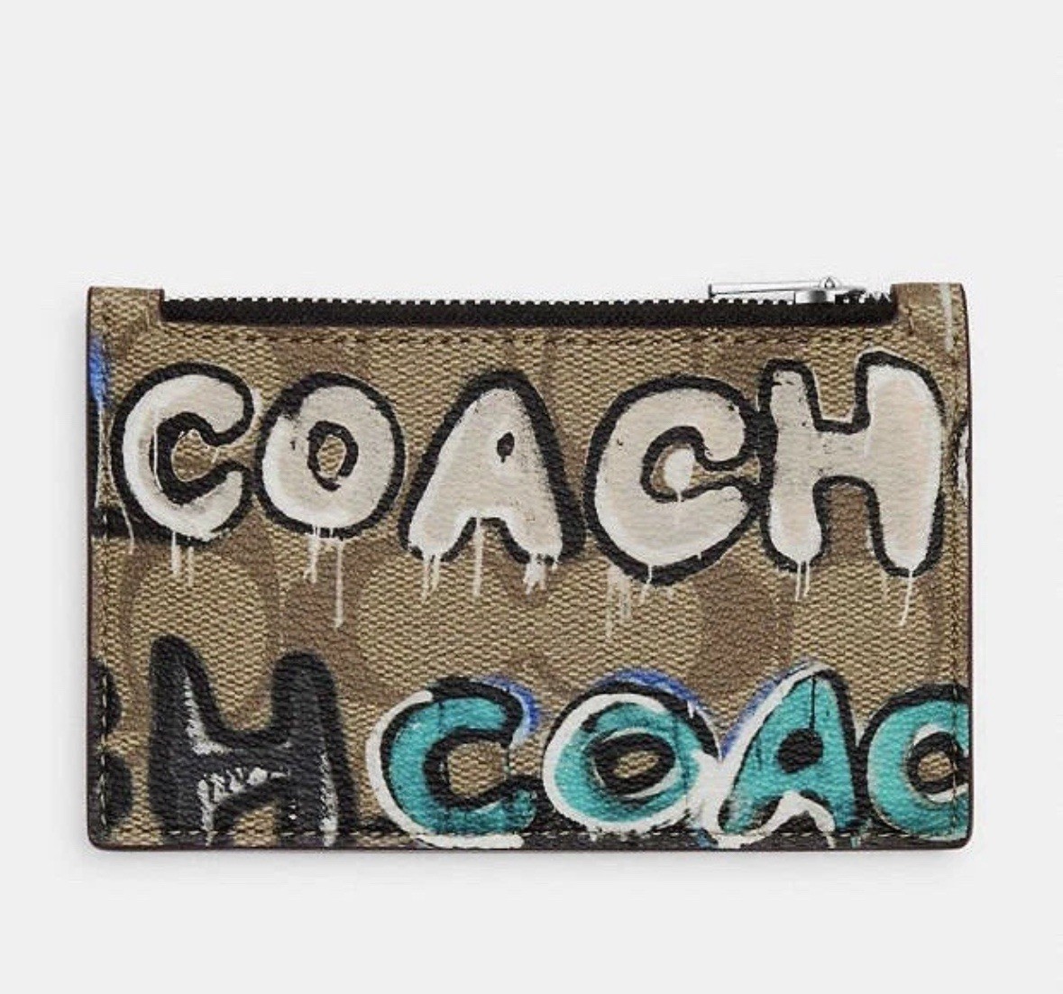 NWT Coach X Mint + Serf Zip Card Case Wallet CM158 Khaki Multi | eBay