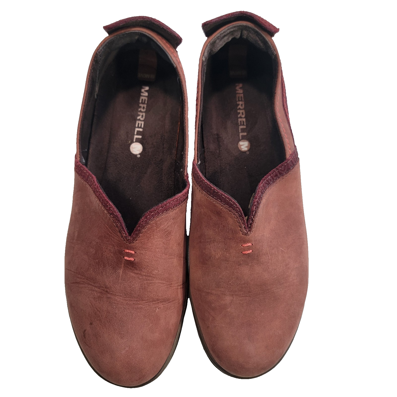 Mocassini Merrell Ashland rosso ocra da donna taglia 9 ballerine slip on in pelle J02116