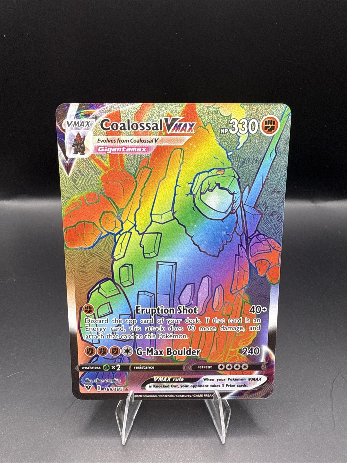 Coalossal VMAX 189/185 Vivid Voltage Rainbow Secret Rare Holo Pokemon TCG NM