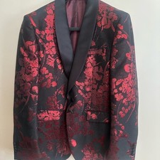 VINCI Men s Red Floral Jacquard Blazer size M
