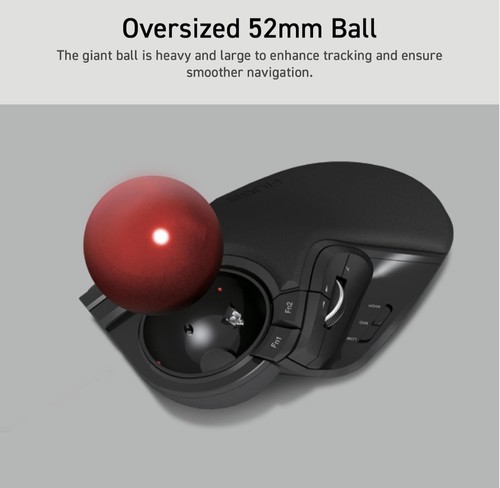 Elecom Huge Trackball Mouse 2.4GHz Wireless USB 8-Button M-HT1DRBK Window PC Mac - Picture 5 of 10