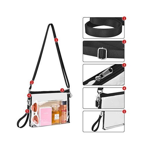 Borsa a tracolla in PVC trasparente borsa da stadio borsa sportiva portatile portaoggetti - Foto 15 di 25