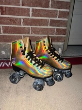C SEVEN C7 Roller Skates Women's Size 5 Holographic Gold NWOB