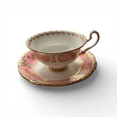 E B FOLEY Rare Pink Gold Widemouth Porcelain Teacup and Saucer