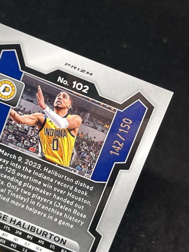 2023-24 Panini Prizm Tyrese Haliburton #102 Blue Disco /150 Pacers Color Match - Picture 3 of 3