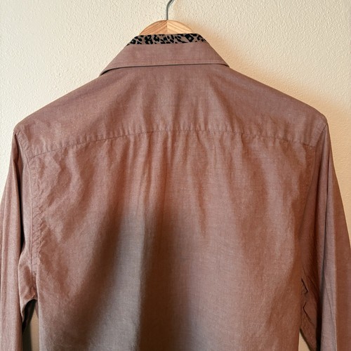 John Lennon Long Sleeve Men's Button-Down Dress Shirt Size M Taupe Leopard Print - Picture 7 of 10