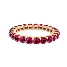 Ruby Brilliant-Cut Round 3.00mm Eternity Wedding Ring With Yellow Gold Plated