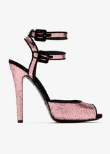 Authentic Gucci Melodie Pink Glitter Sandals Sz 37 New
