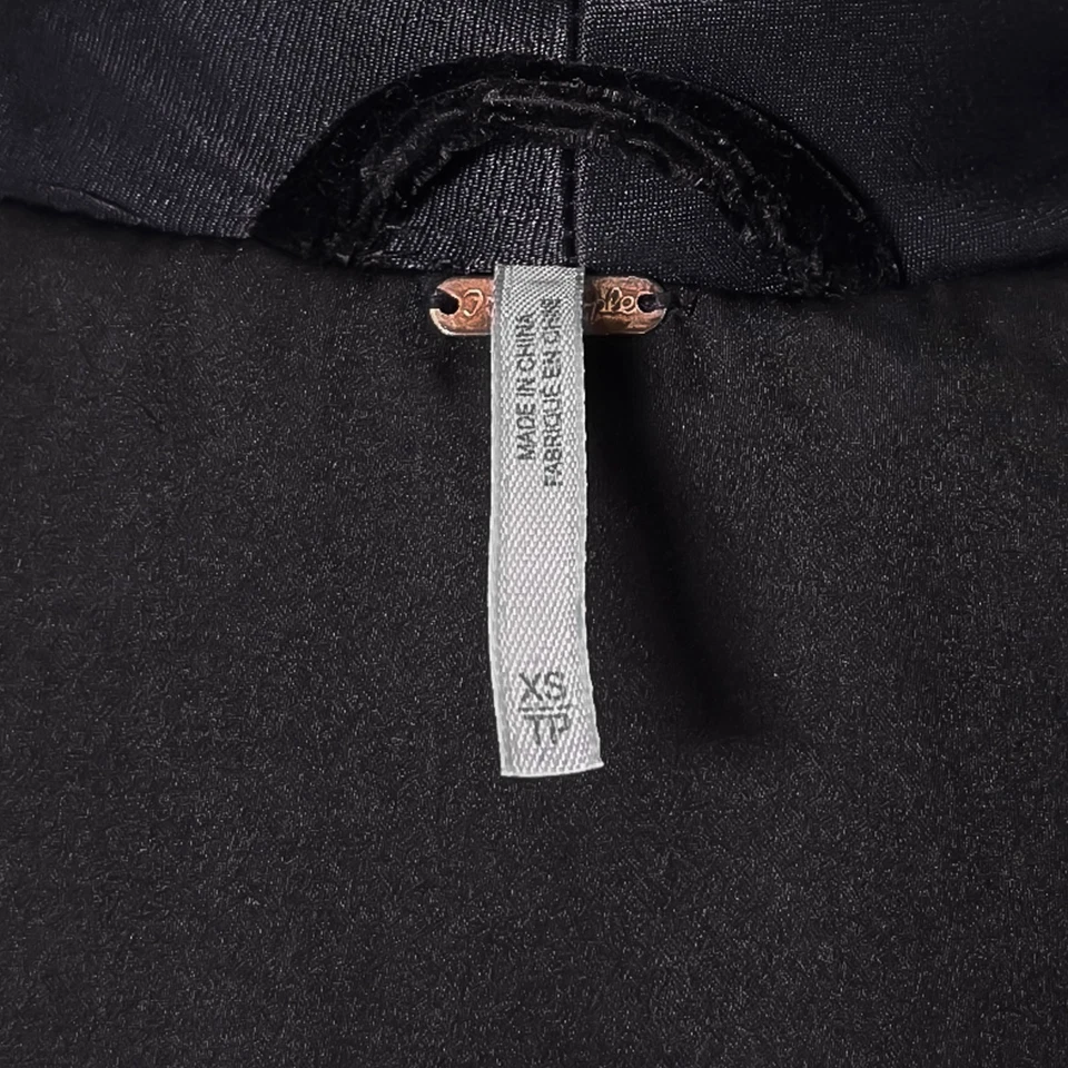 Chaqueta Blazer Free People Negra Press Rewind Terciopelo Satinado Solapa Talla XS Foto 3 de 4