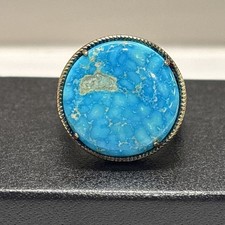 Carol Brodie Rarities Turquoise Vermeil 925 SS Ring sz 9.75