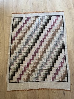 Vintage 1980’s South American Weaving Blanket Rug Zig Zag Pattern 60”/44”