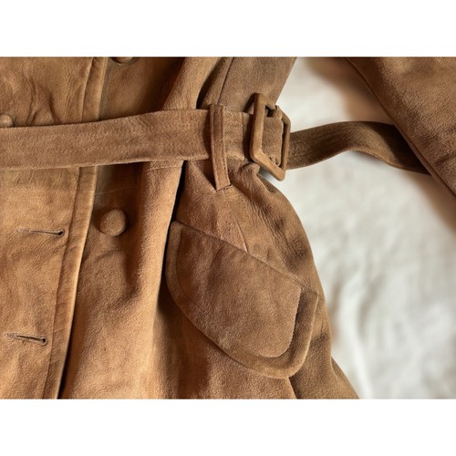 Vintage Dan Di Modes Tan Suede Belted Peacoat - Picture 5 of 7