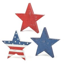 3 Pcs 4th of July Wooden Star Signs,Rustic Memorial Day Tiered Tray Retro