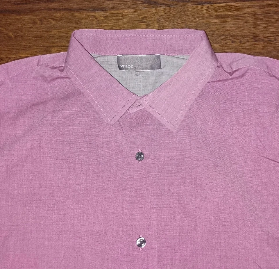 Vince Shirt Mens XL Long Sleeve Button Front Dark Pink Extra Large 100% Cotton - Image 2 of 4