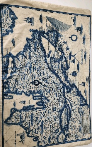 Nwt Pottery Barn 16 × 26 Blue Map Lumbar Accent Pillow Cover Linen Blend - Picture 3 of 12