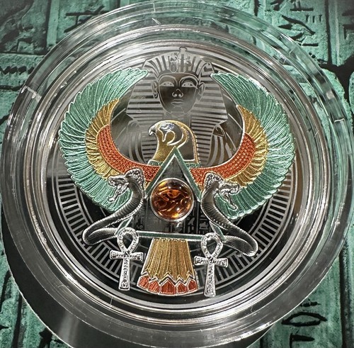 2024 Niue Falcon of Tutankhamun 17.5g Silver Proof Coin - Amber Insert