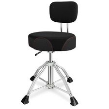 Adjustable Drum Throne with Backrest, Heavy Duty Saddle Seat for Drummers