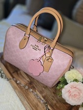 NWT Coach Rowan Large Satchel Bag In Signature in Powder Pink CEA19