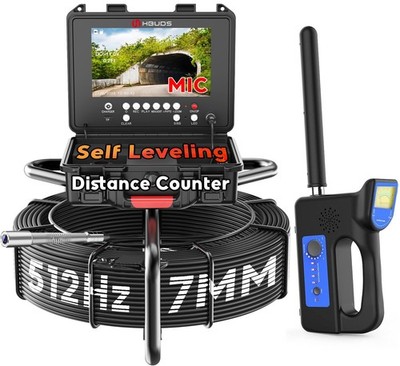 Sewer Camera with Locator 150ft, 7mm Cable, Self Leveling Drain Cameras with ...