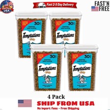 4 PACK Temptations Cat Treats Classic Crunchy and Soft Cat Treats, 30 oz. Tub