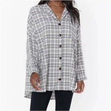 Show Me Your MuMu Lorolie Tunic Womens XXL Oversized Black White Plaid Crinkled