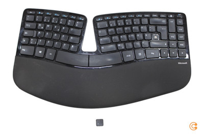 Microsoft Funk-Tastatur Keyboard Computertastatur Schwarz Ergonomisch SIEHE TEXT