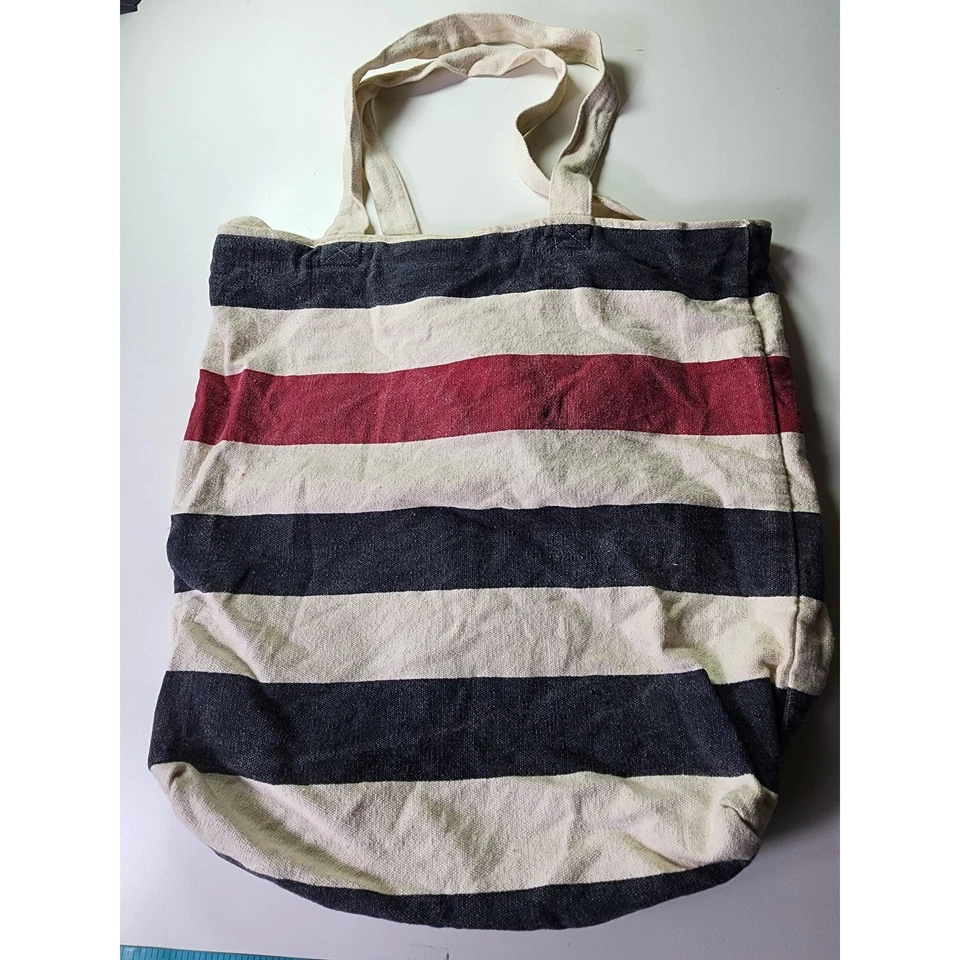 AVENUE Red White Blue Nautical Preppy Canvas Medium Tote Bag - Image 2 of 4