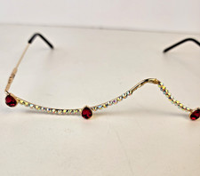 Decorative Frame Lensless Sunglasses Festival Rave Party Gemstone Gold/Red