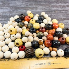 Wood Bead Lot Estate Find Multicolor Macrame Craft Jewelry Beads