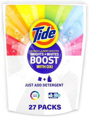 Tide Whites and Brights Rescue, In-Wash Laundry Booster Pacs, 27 Count
